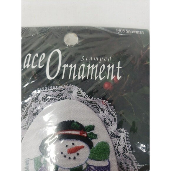 Lace Ornament Kits Stamped VTG 1990s Designs for the Needle Church Snowman NOS - Picture 7 of 16